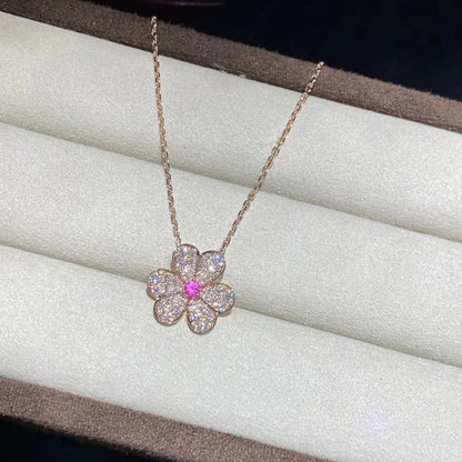 [⭐Luxery]FRIVOLE ROSE GOLD FLOWER DIAMOND NECKLACE
