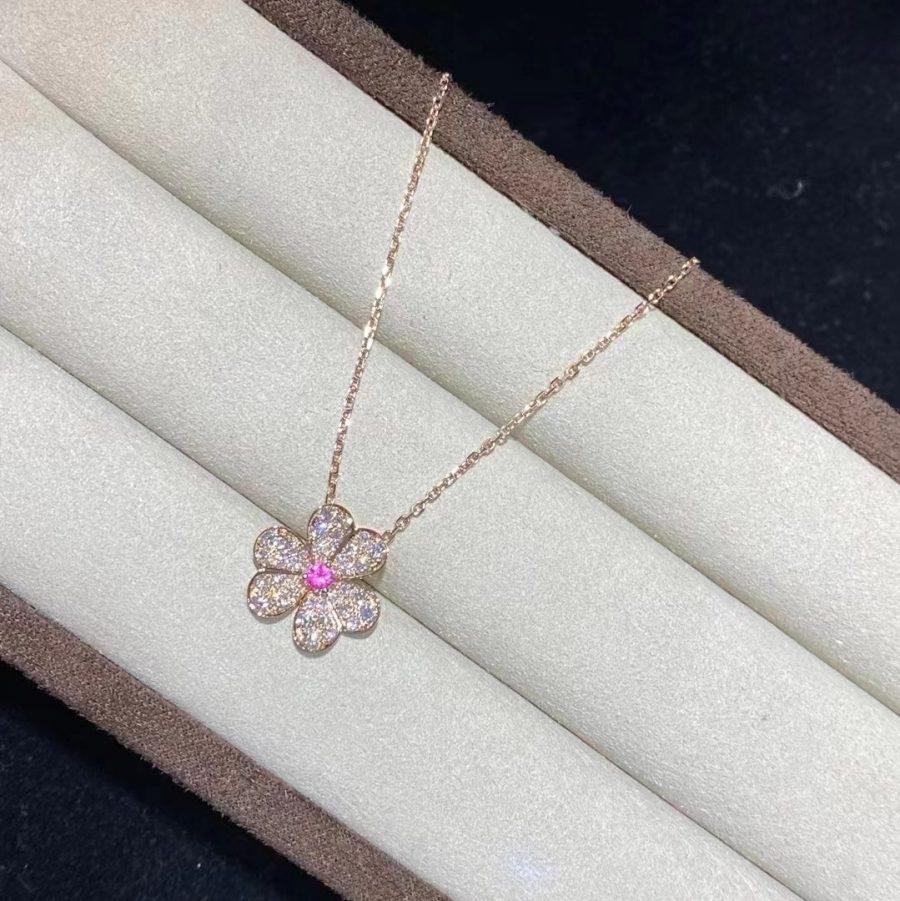 [⭐Luxery]FRIVOLE ROSE GOLD FLOWER DIAMOND NECKLACE