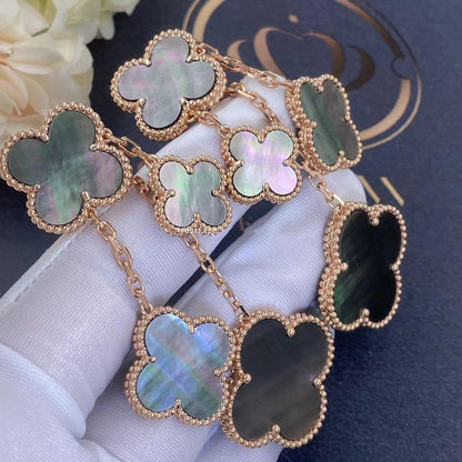 [⭐Luxery]CLOVER EARRINGS DARK MOP 4 MOTIFS ROSE GOLD