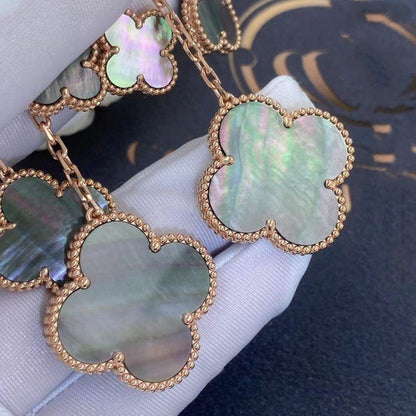 [⭐Luxery]CLOVER EARRINGS DARK MOP 4 MOTIFS ROSE GOLD