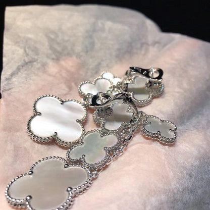 [⭐Luxery]CLOVER EARRINGS WHITE MOP 4 MOTIFS SILVER