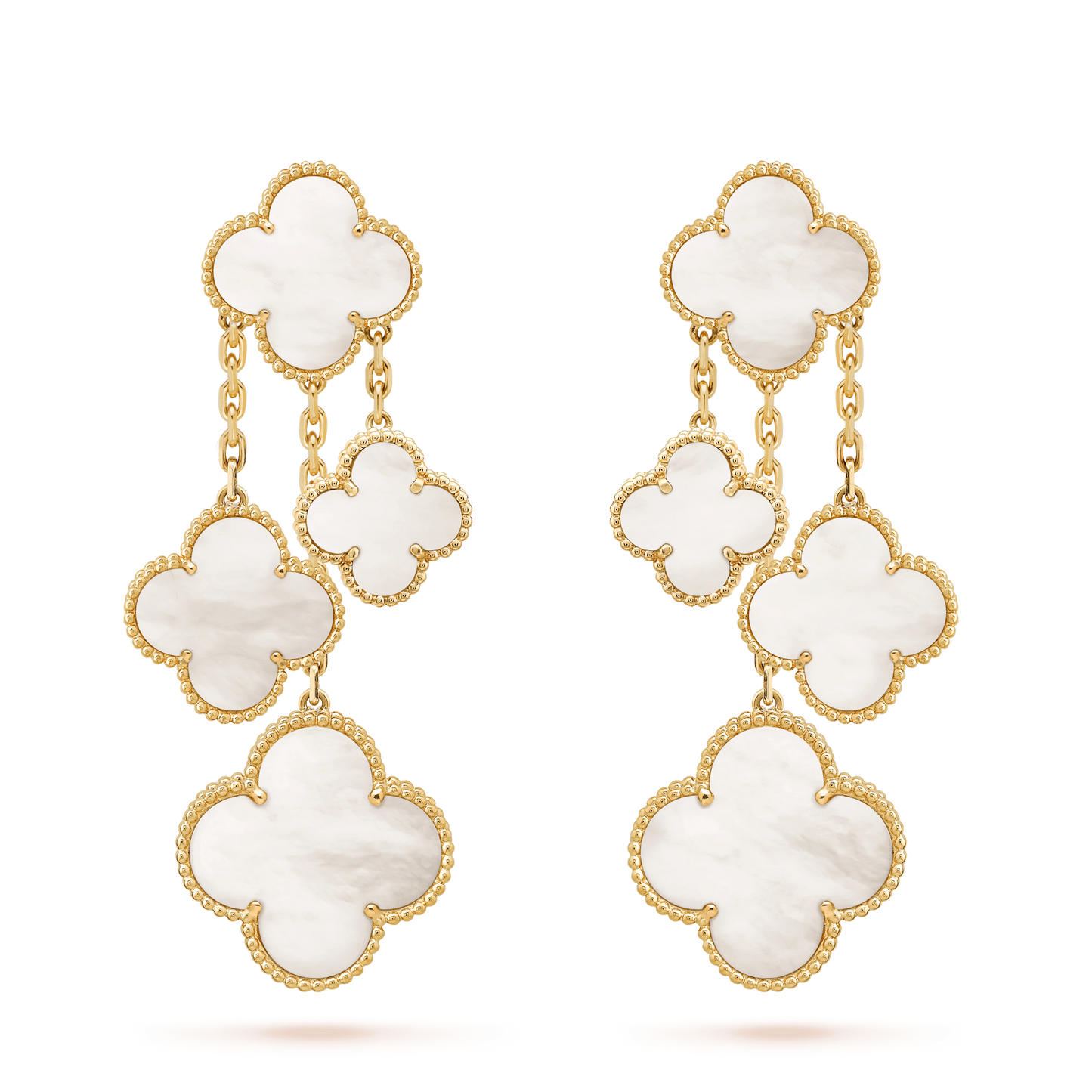 [⭐Luxery]CLOVER EARRINGS WHITE MOP 4 MOTIFS GOLD