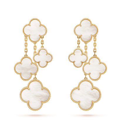 [⭐Luxery]CLOVER EARRINGS WHITE MOP 4 MOTIFS GOLD