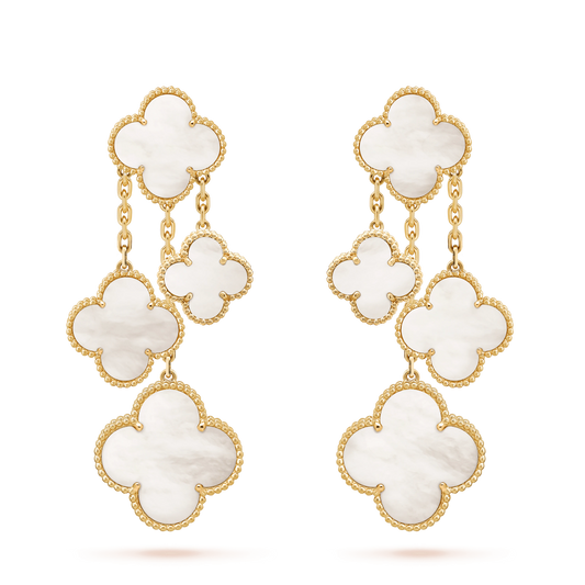 [⭐Luxery]CLOVER EARRINGS WHITE MOP 4 MOTIFS GOLD