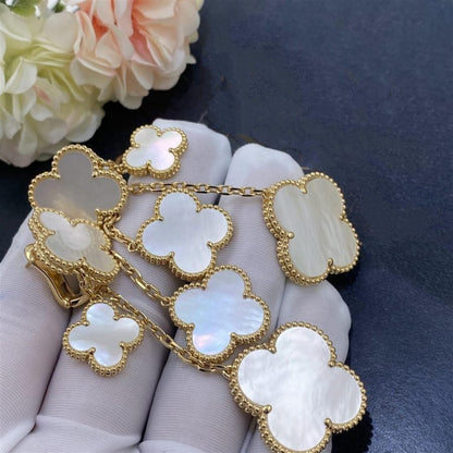 [⭐Luxery]CLOVER EARRINGS WHITE MOP 4 MOTIFS GOLD