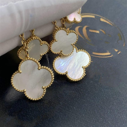 [⭐Luxery]CLOVER EARRINGS WHITE MOP 4 MOTIFS GOLD