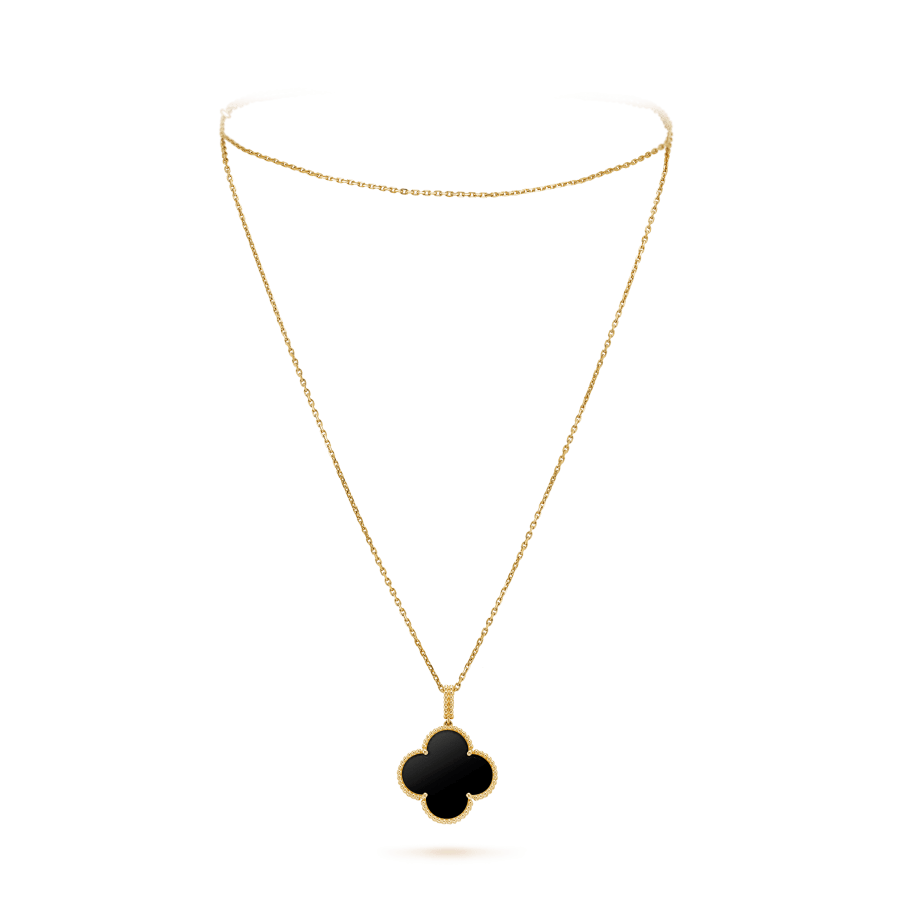 [⭐Luxery]CLOVER 25MM GOLD ONYX BIG CLOVER NECKLACE