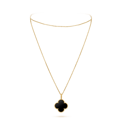 [⭐Luxery]CLOVER 25MM GOLD ONYX BIG CLOVER NECKLACE