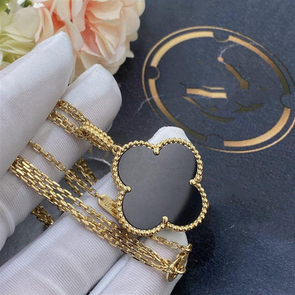[⭐Luxery]CLOVER 25MM GOLD ONYX BIG CLOVER NECKLACE
