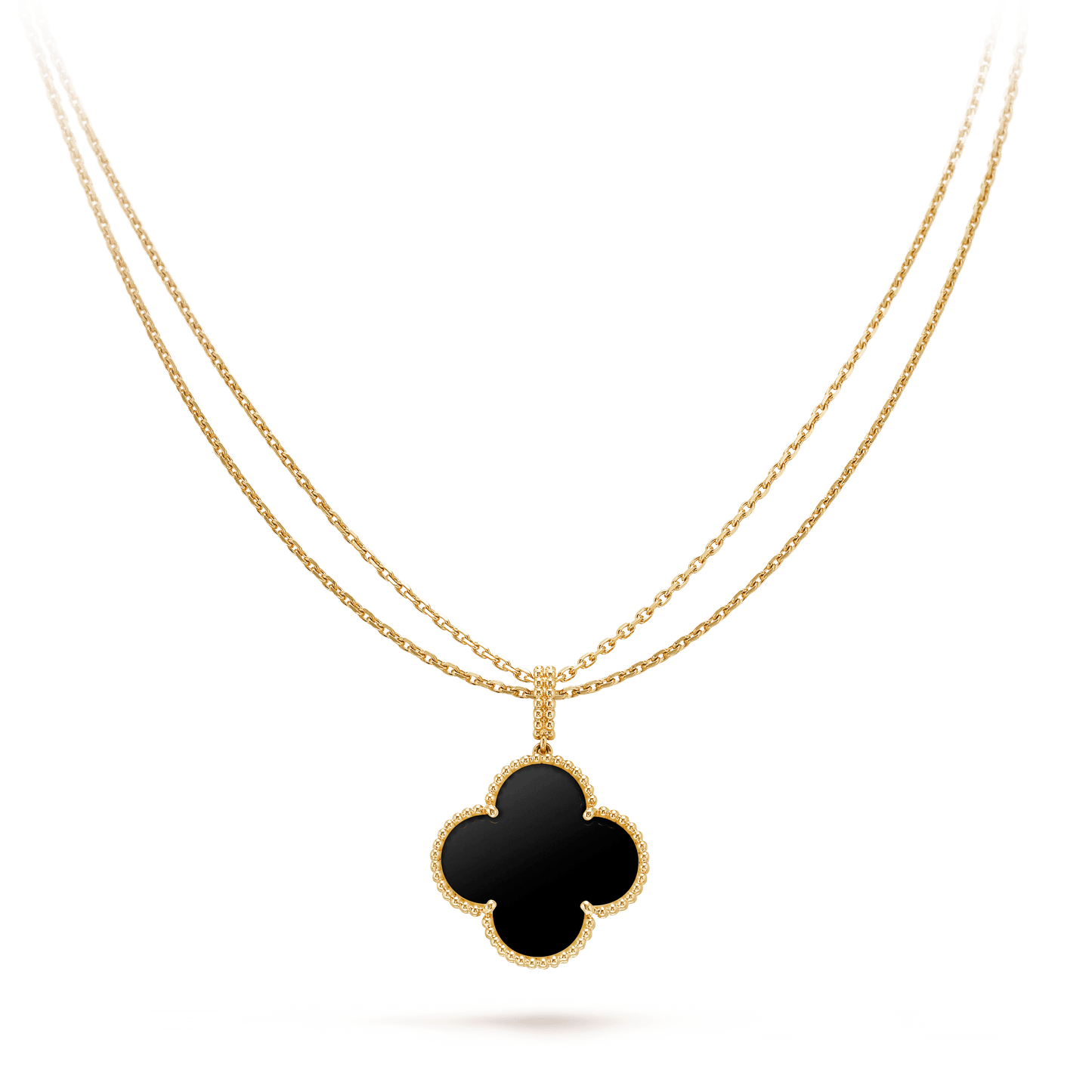 [⭐Luxery]CLOVER 25MM GOLD ONYX BIG CLOVER NECKLACE