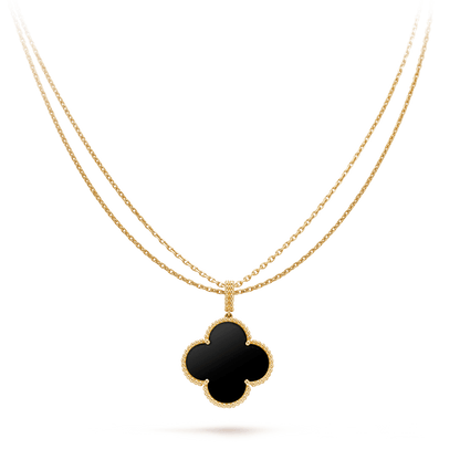 [⭐Luxery]CLOVER 25MM GOLD ONYX BIG CLOVER NECKLACE
