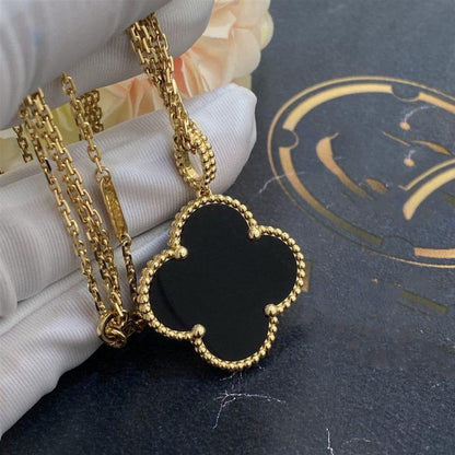 [⭐Luxery]CLOVER 25MM GOLD ONYX BIG CLOVER NECKLACE