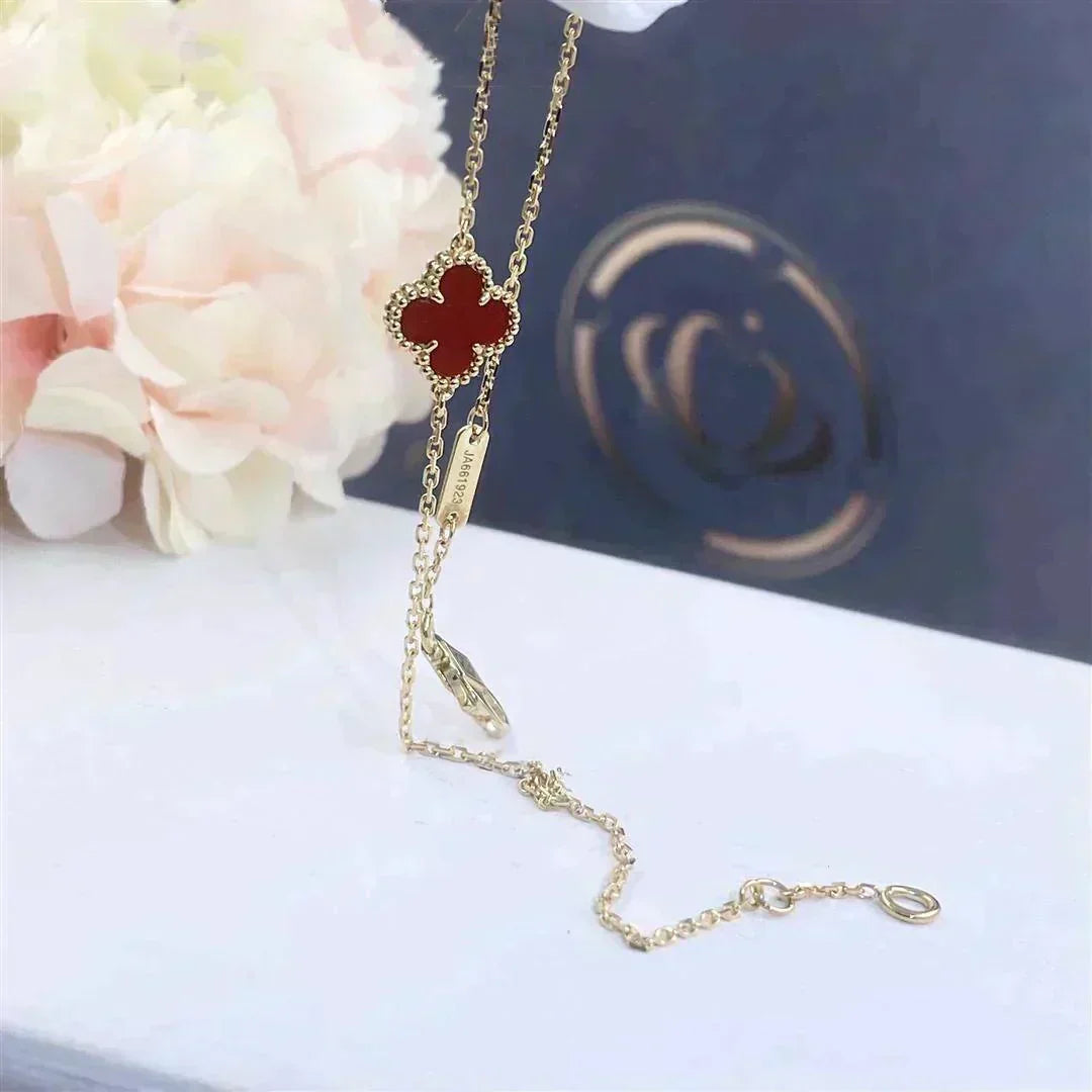 [⭐Luxery]CLOVER  CARNELIAN SINGLE FLOWER BRACELET