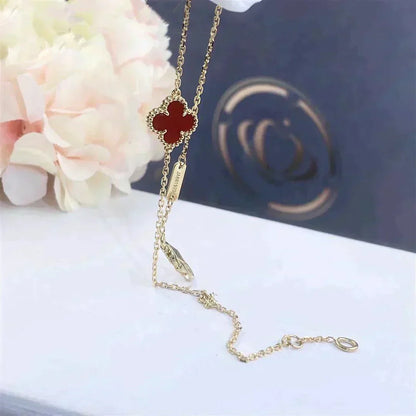 [⭐Luxery]CLOVER  CARNELIAN SINGLE FLOWER BRACELET