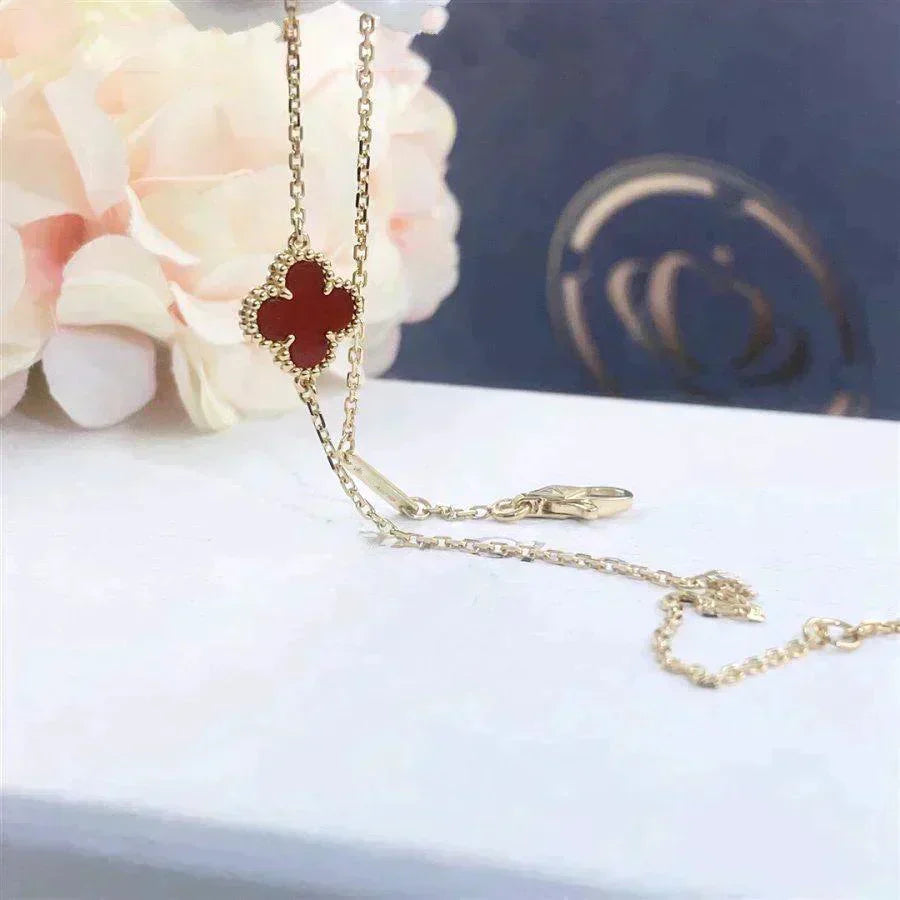 [⭐Luxery]CLOVER  CARNELIAN SINGLE FLOWER BRACELET