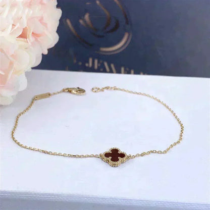 [⭐Luxery]CLOVER  CARNELIAN SINGLE FLOWER BRACELET