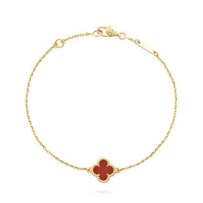 [⭐Luxery]CLOVER  CARNELIAN SINGLE FLOWER BRACELET