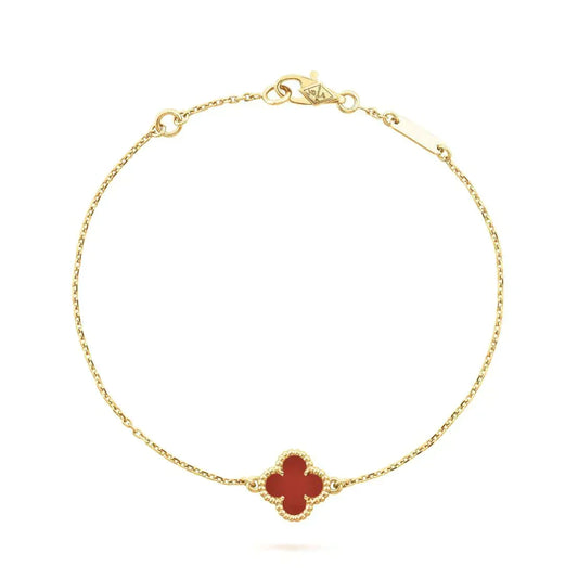[⭐Luxery]CLOVER  CARNELIAN SINGLE FLOWER BRACELET