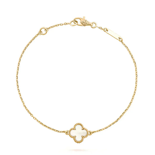 [⭐Luxery]CLOVER WHITE MOP SINGLE FLOWER BRACELET