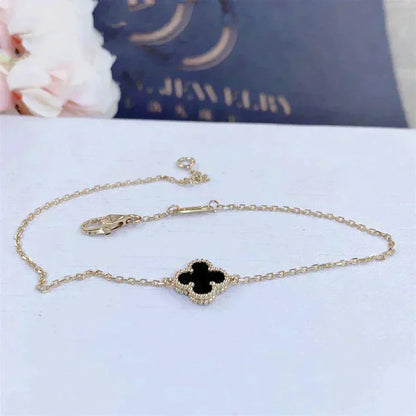 [⭐Luxery]CLOVER ONYX SINGLE FLOWER BRACELET