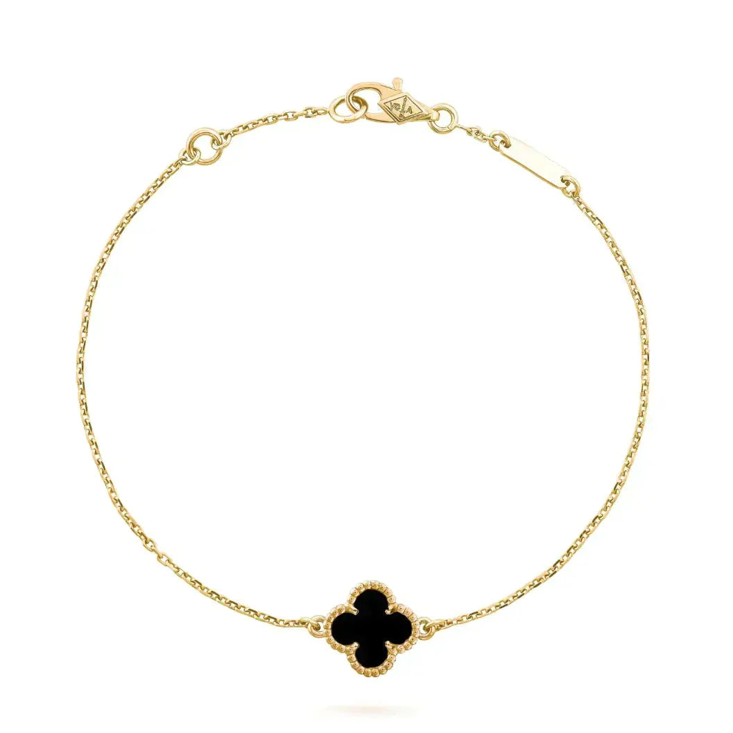 [⭐Luxery]CLOVER ONYX SINGLE FLOWER BRACELET
