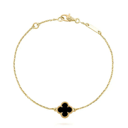 [⭐Luxery]CLOVER ONYX SINGLE FLOWER BRACELET