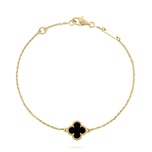 [⭐Luxery]CLOVER ONYX SINGLE FLOWER BRACELET