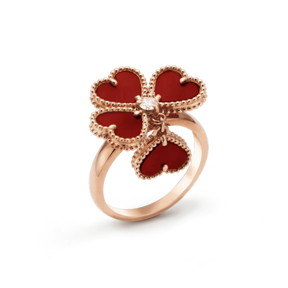 [⭐Luxery]SWEET CLOVER CARNELIAN RING