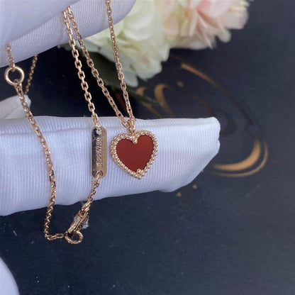 [⭐Luxery]SWEET CLOVER CARNELIAN HEART NECKLACE