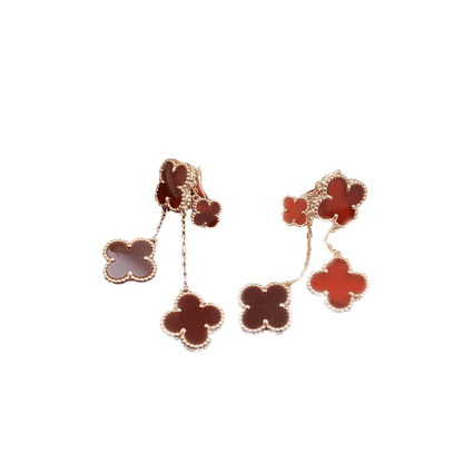 [⭐Luxery]CLOVER EARRINGS CARNELIAN 4 MOTIFS PINK GOLD