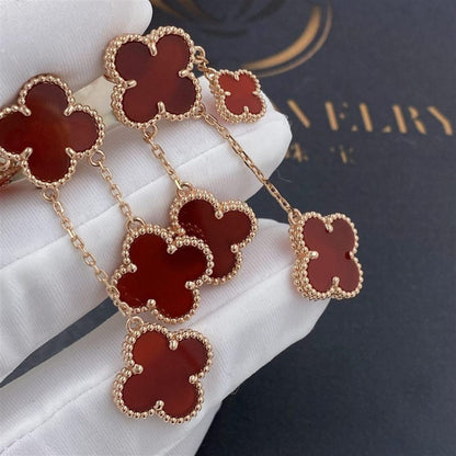 [⭐Luxery]CLOVER EARRINGS CARNELIAN 4 MOTIFS PINK GOLD