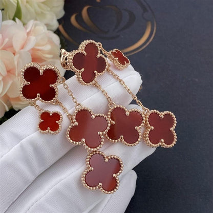 [⭐Luxery]CLOVER EARRINGS CARNELIAN 4 MOTIFS PINK GOLD