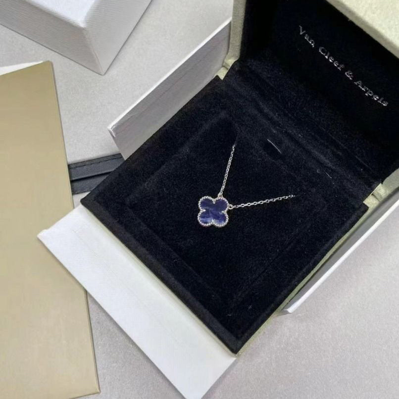 [⭐Luxery]CLOVER 15MM PIETERSITE NECKLACE SILVER