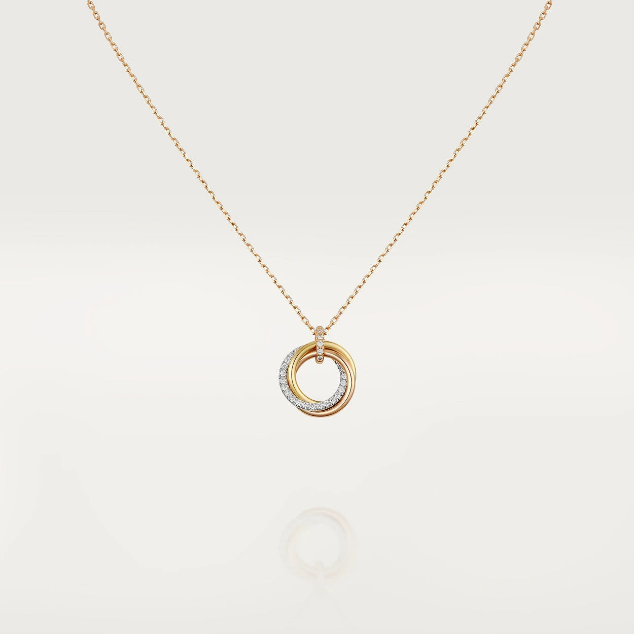[⭐Luxery]TRINITY NECKLACE SILVER GOLD PINK GOLD DIAMONDS