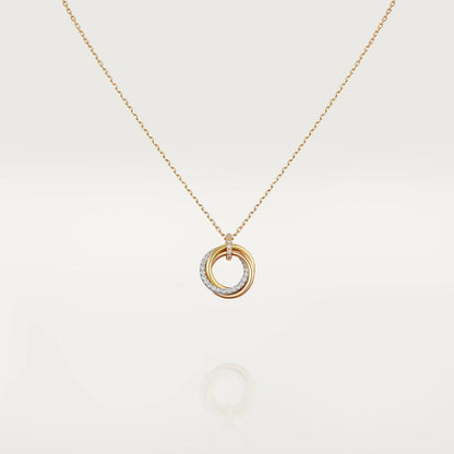 [⭐Luxery]TRINITY NECKLACE SILVER GOLD PINK GOLD DIAMONDS