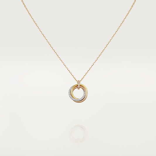 [⭐Luxery]TRINITY NECKLACE SILVER GOLD PINK GOLD DIAMONDS