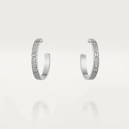 [⭐Luxery]LOVE DIAMOND SILVER HOOP EARRINGS