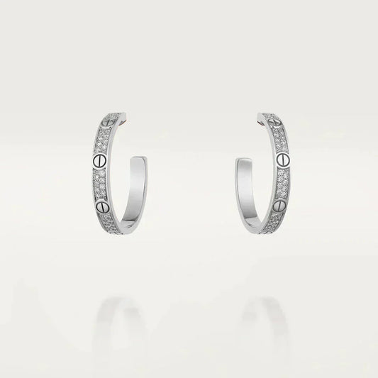 [⭐Luxery]LOVE DIAMOND SILVER HOOP EARRINGS