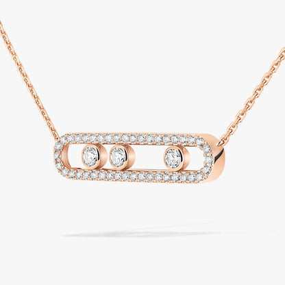 [⭐Luxery] Move Pave_ Rose Gold Diamond Necklace
