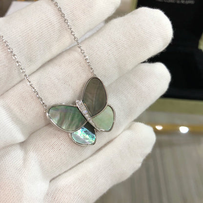 [⭐Luxery]LARGE BUTTERFLY SILVER PENDANT DIAMOND NECKLACE