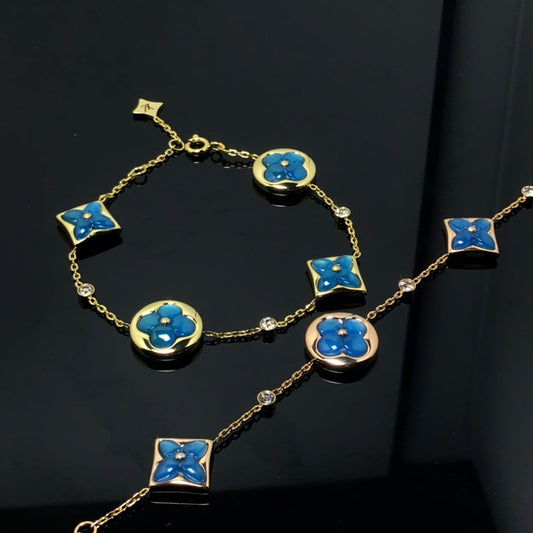 [⭐Luxery]STAR AND SUN 4 MOTIF BLUE BRACELET