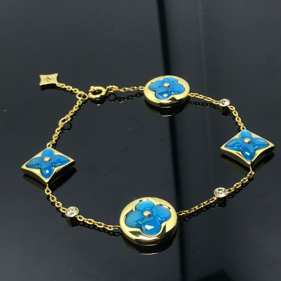 [⭐Luxery]STAR AND SUN 4 MOTIF BLUE BRACELET