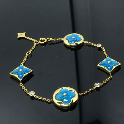 [⭐Luxery]STAR AND SUN 4 MOTIF BLUE BRACELET