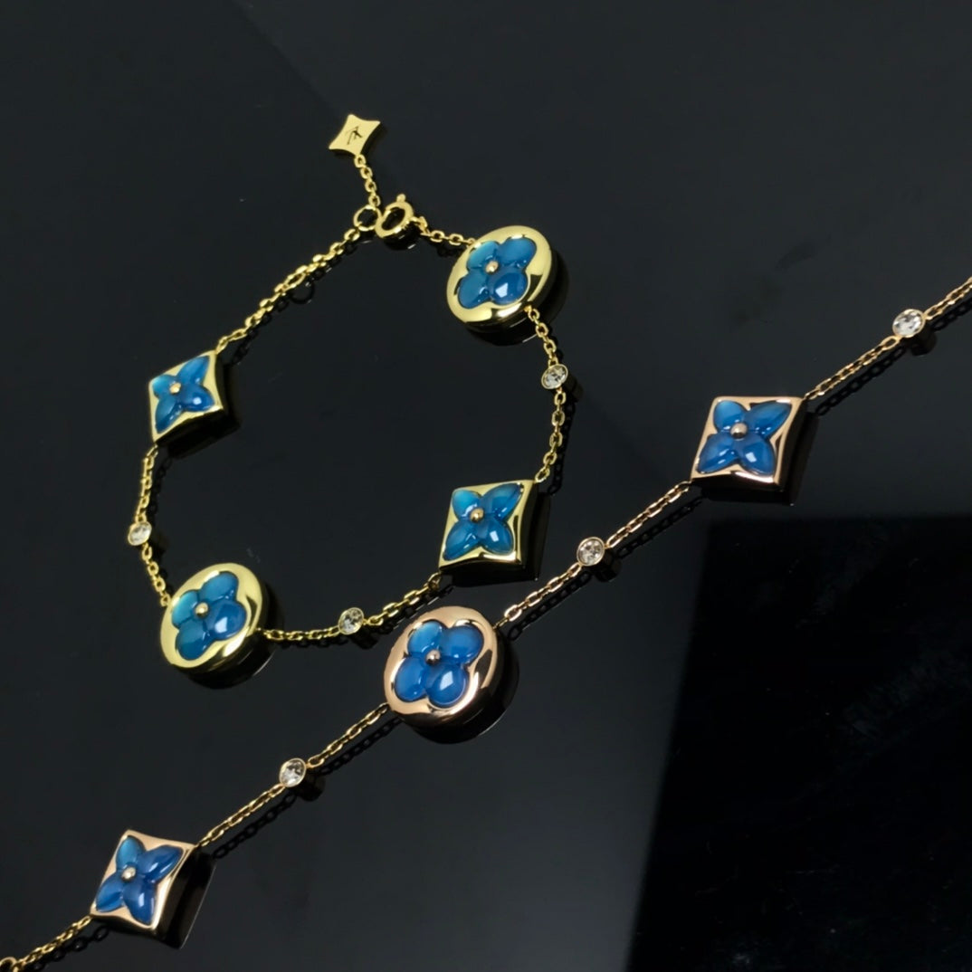 [⭐Luxery]STAR AND SUN 4 MOTIF BLUE BRACELET