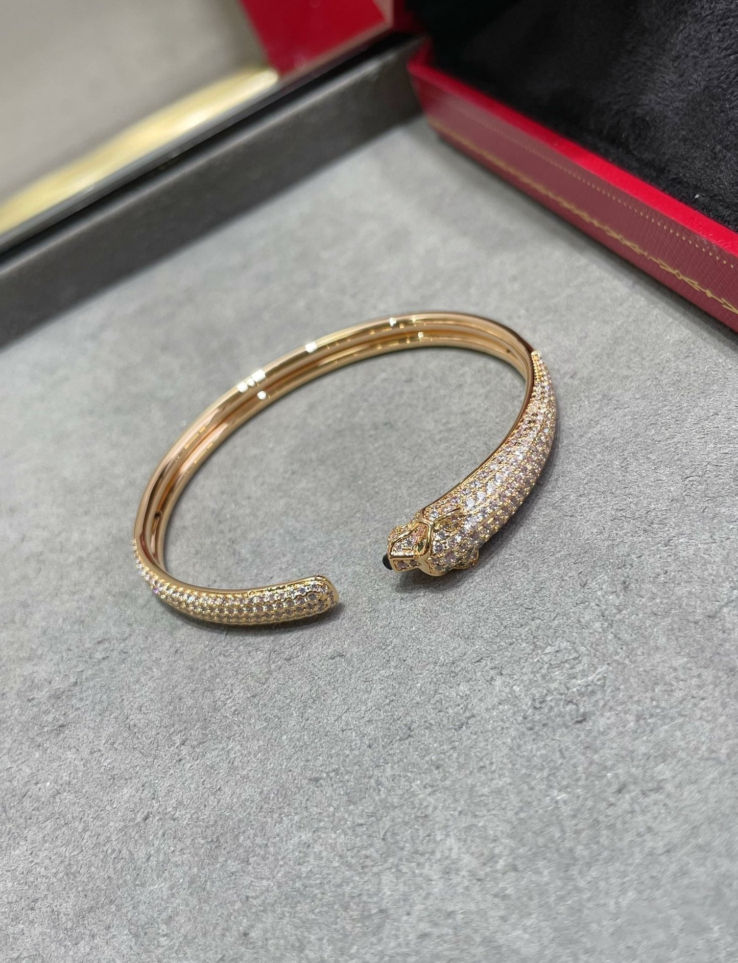 [⭐Luxery]PANTHERE FULL DIAMOND OPEN BRACELET