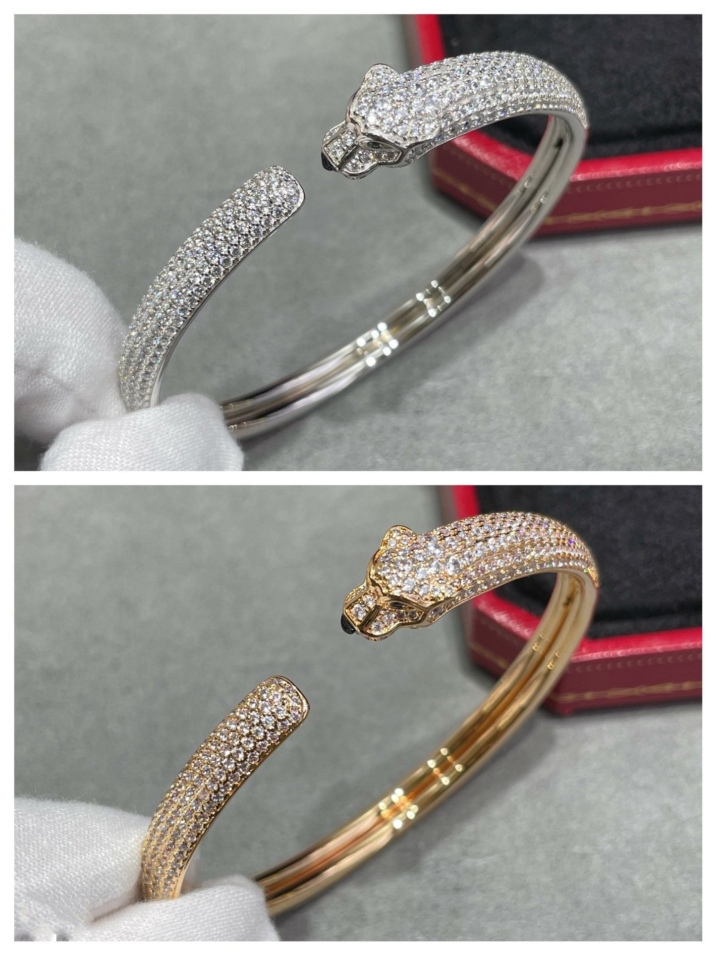 [⭐Luxery]PANTHERE FULL DIAMOND OPEN BRACELET