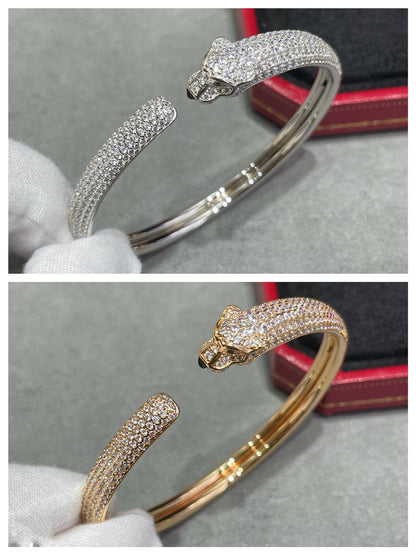 [⭐Luxery]PANTHERE FULL DIAMOND OPEN BRACELET