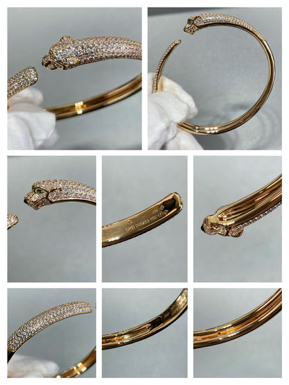 [⭐Luxery]PANTHERE FULL DIAMOND OPEN BRACELET