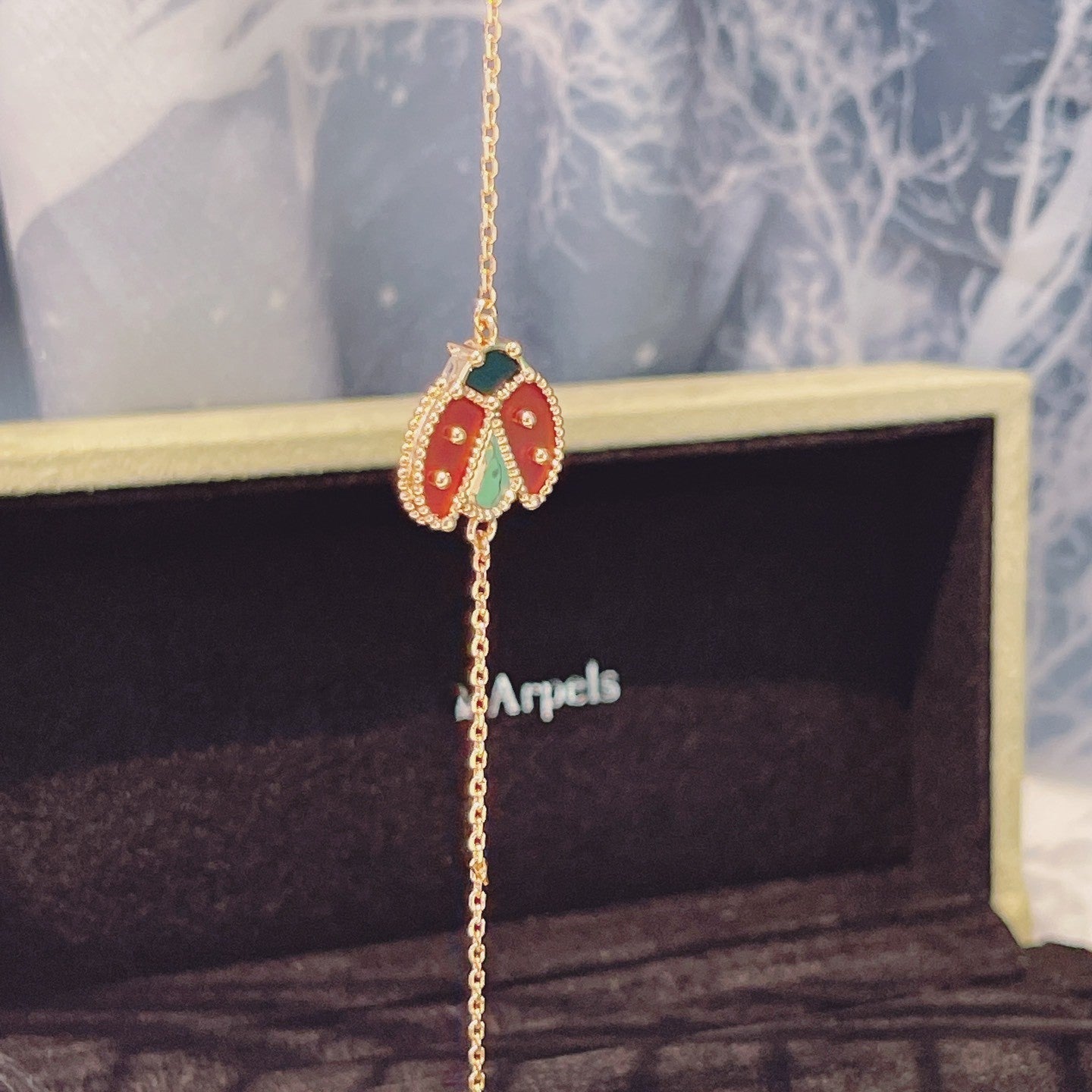 [⭐Luxery]LUCKY SPRING 1 MOTIF PINK GOLD BRACELET