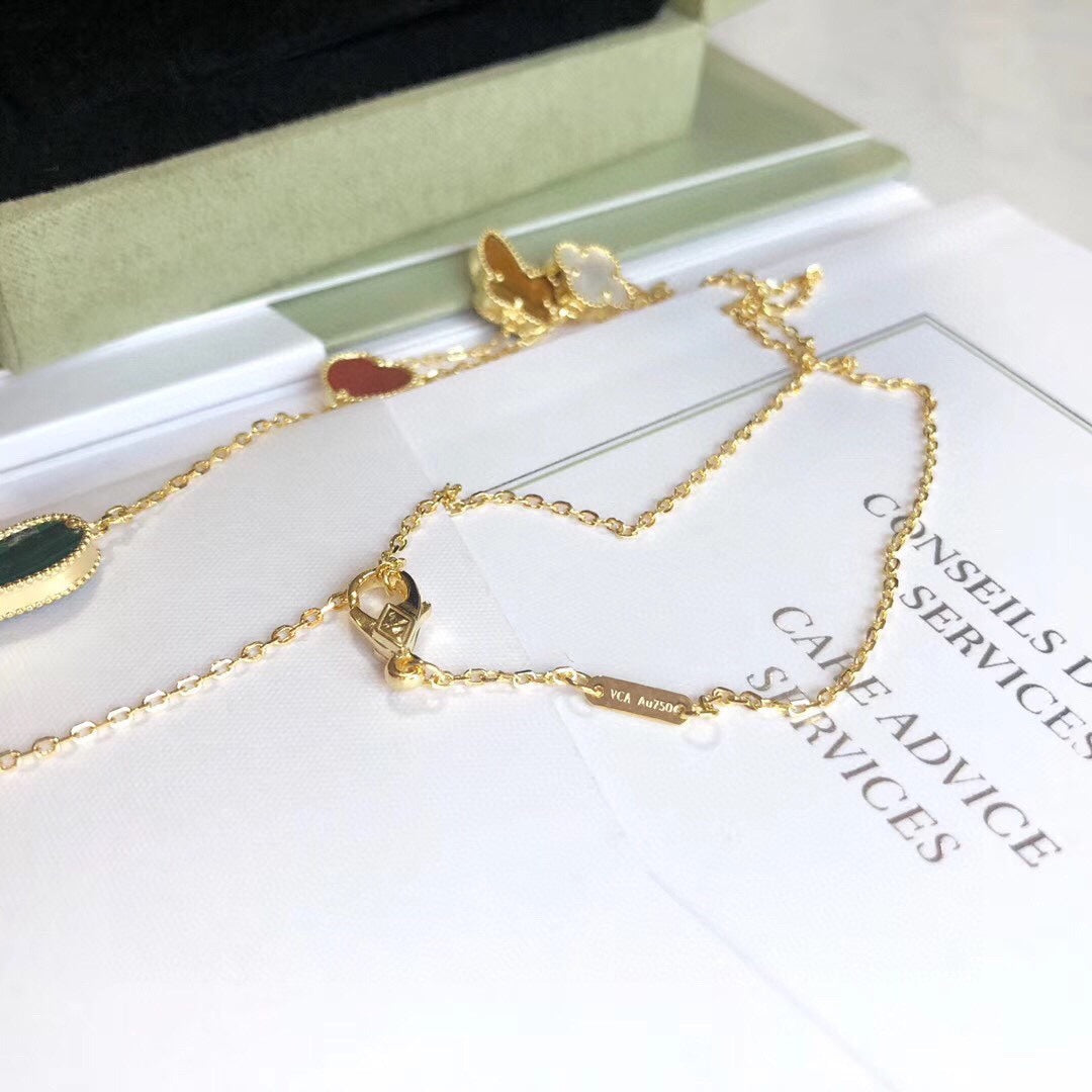 [⭐Luxery]LUCKY SPRING 4 MOTIFS ROSE GOLD NECKLACE